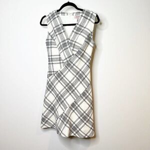 TAILORED Rebeca Taylor Womens  Cream Plaid Sleeveless Above Knee Dress Size 0